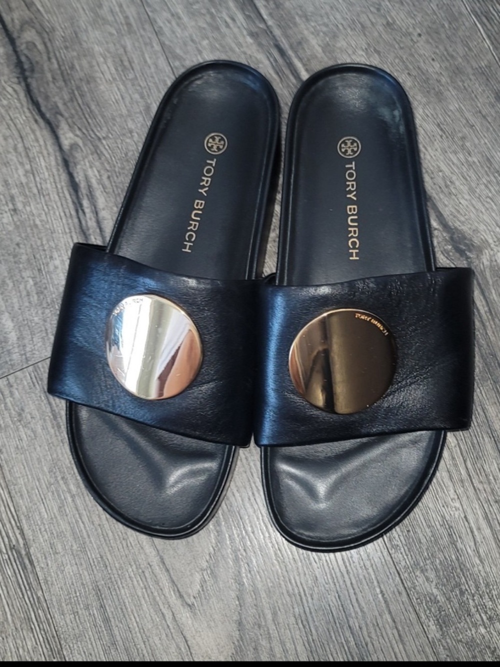 Tory Burch Patos Black Leather Sandals